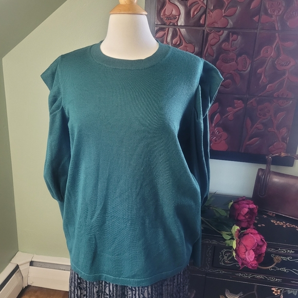 Eloquii green puffed sleeve sweater Size 14/16 - Picture 8 of 8